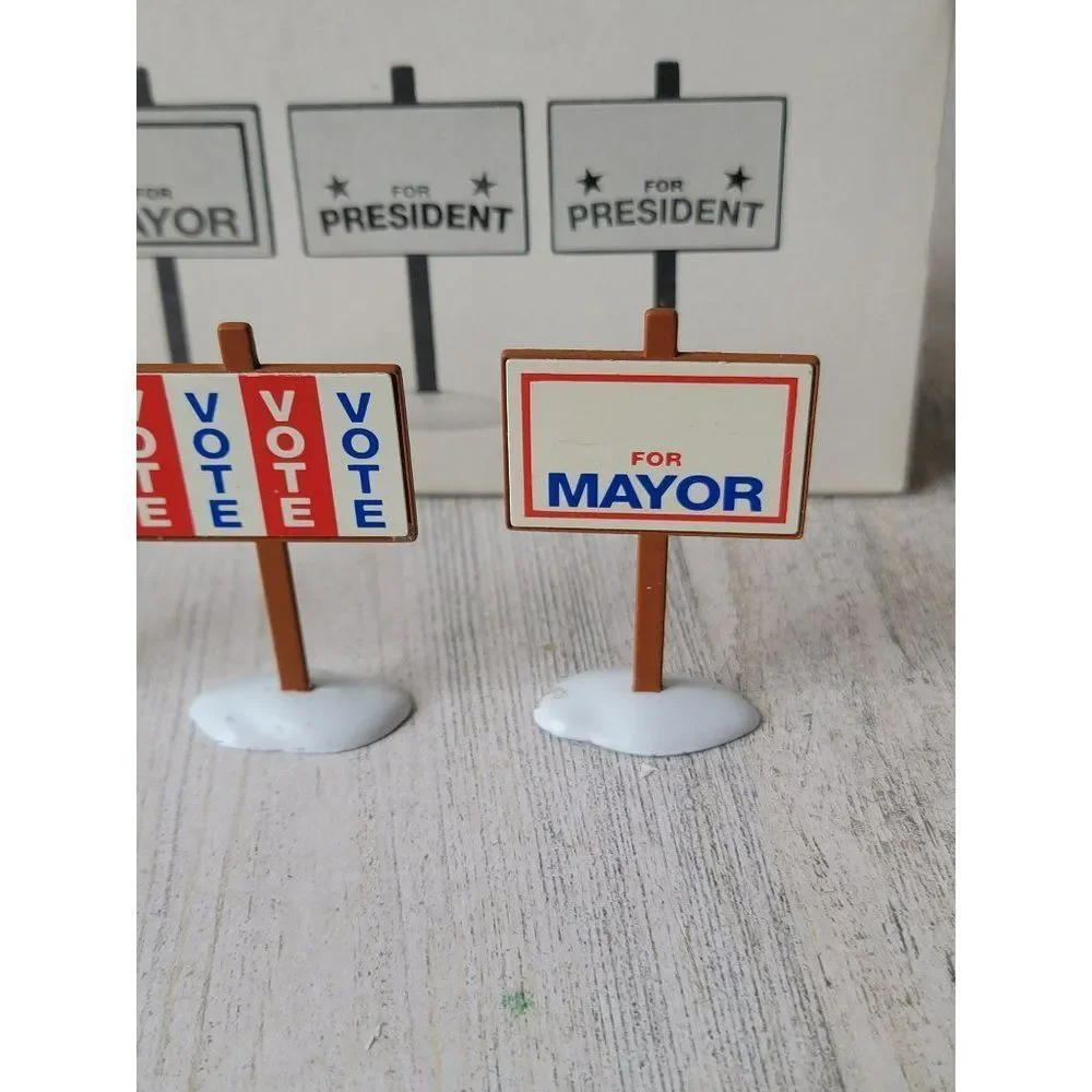 Dept 56 52599 Village Election Yard Signs snow accessory‎ Xmas set